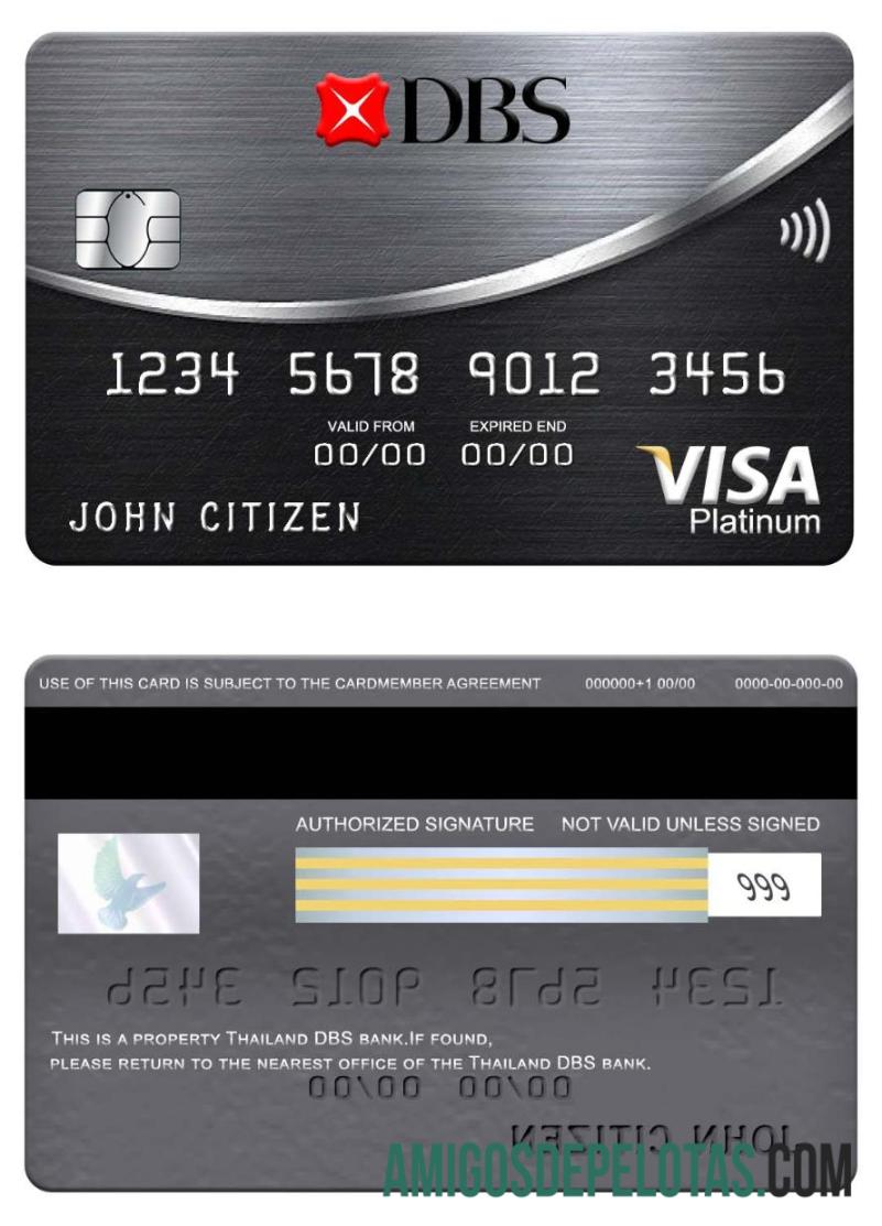 Cartão Visa Platinum DBS Bank da Tailândia baixar para verificação